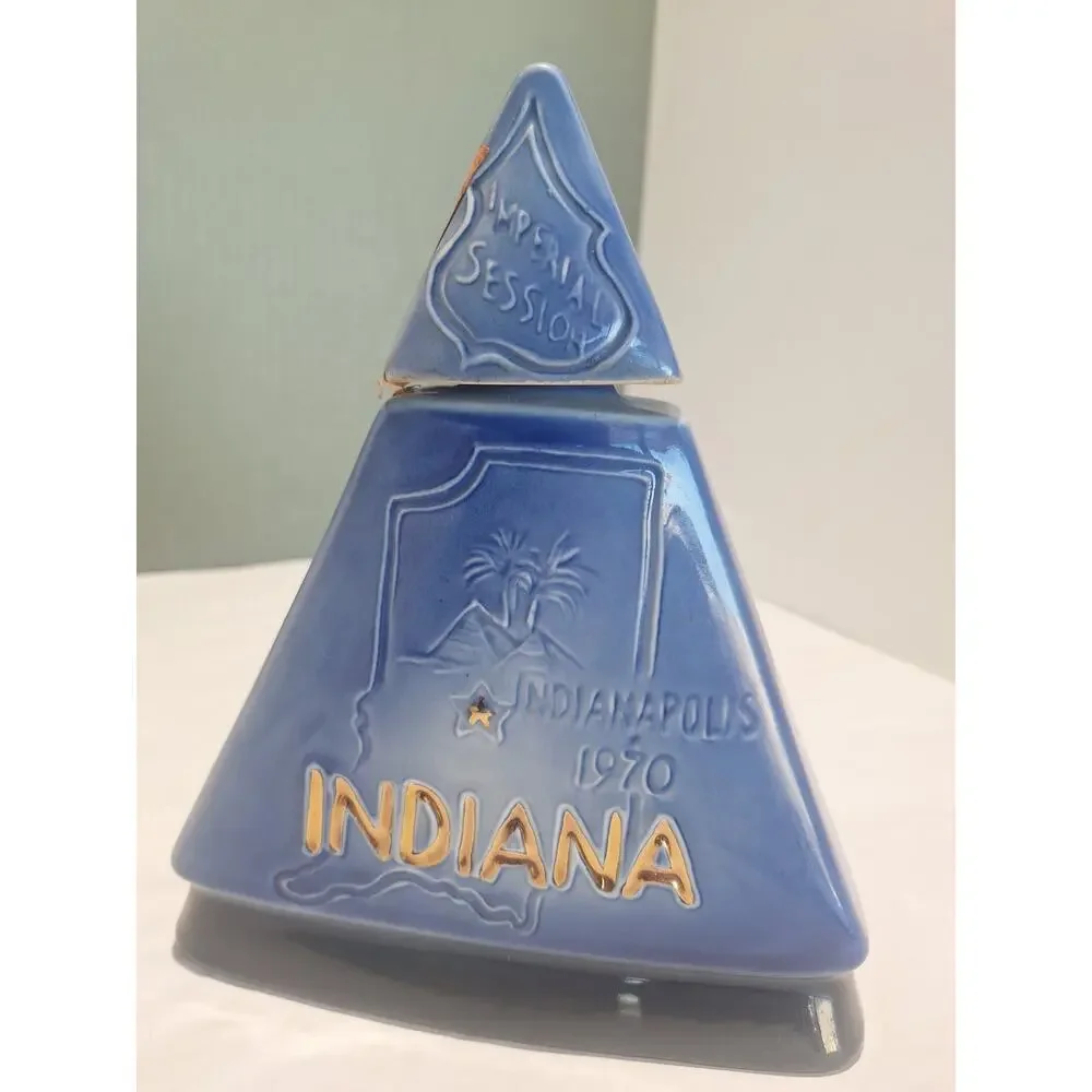 1970 Jim Beam Imperial Session Indiana Decanter Blue Pyramid Empty Tax Stamp